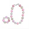 Lulu Clothes Girl's Bubble Necklace And Bracelet Set In Pink/cream