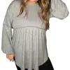 Lulu Clothes Irregular Bottom Long Sleeve Top In Grey In Grey