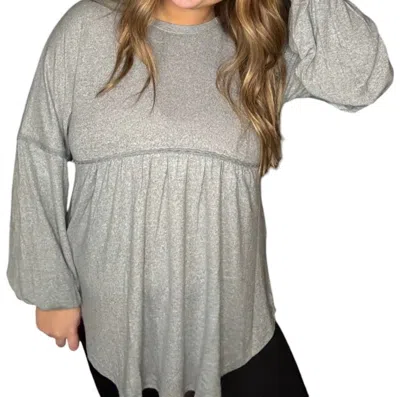 Lulu Clothes Irregular Bottom Long Sleeve Top In Grey