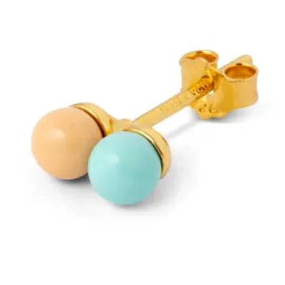 Lulu Copenhagen Lulu1254 Double Color Ball Ear Stud In Mint/dessert Mist In Green