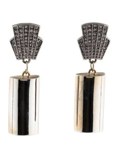 Pre-owned Lulu Frost Crystal Column Drop Earrings In Transparent