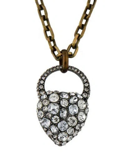 Pre-owned Lulu Frost Crystal Heart Locket Pendant Necklace, 28.5" In Multi