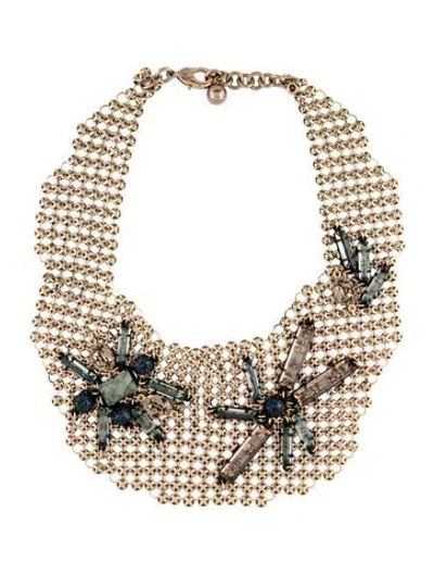 Pre-owned Lulu Frost Crystal Star Mesh Bib Choker Necklace, 18" In Multi