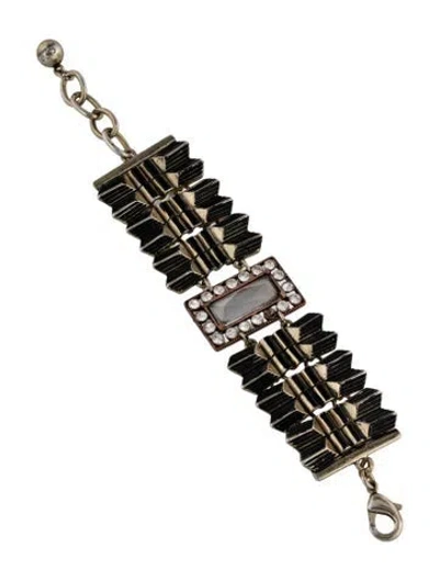 Pre-owned Lulu Frost Crystal Two-tone Link Bracelet, 7.25" In Clear