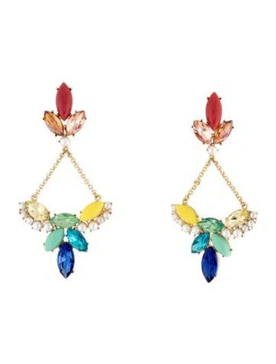 Pre-owned Lulu Frost Faux Pearl, Crystal & Resin Drop Earrings In Blue/green/pink