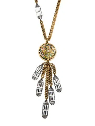 Pre-owned Lulu Frost Glitter, Resin & Crystal Audrey Pendant Necklace, 29.5" In Multi