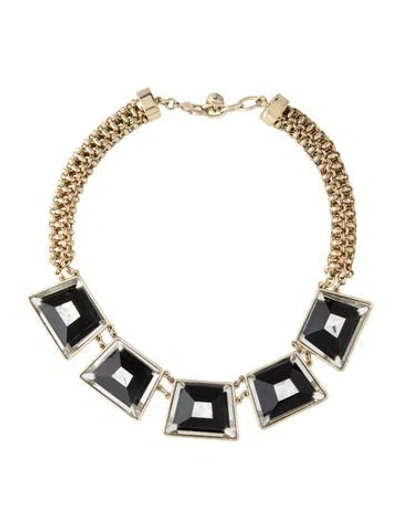 Pre-owned Lulu Frost Resin & Glass Collar Necklace, 19" In Black