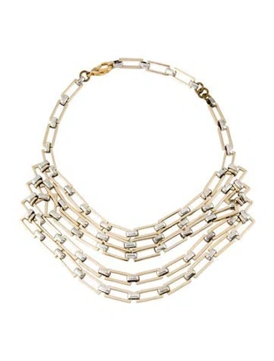 Pre-owned Lulu Frost Two Tone Multistrand Bib Collar Necklace, 19"