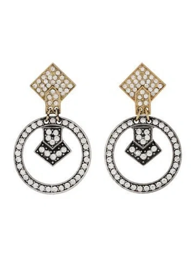 Pre-owned Lulu Frost Two-tone Crystal Stardust Drop Earrings In Transparent