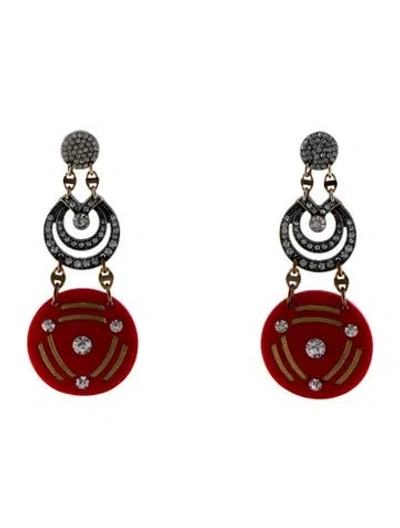 Pre-owned Lulu Frost X Whistles Vintage Resin & Crystal Drop Earrings In Multi