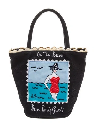 Pre-owned Lulu Guinness Canvas Top Handle Bag In Blue
