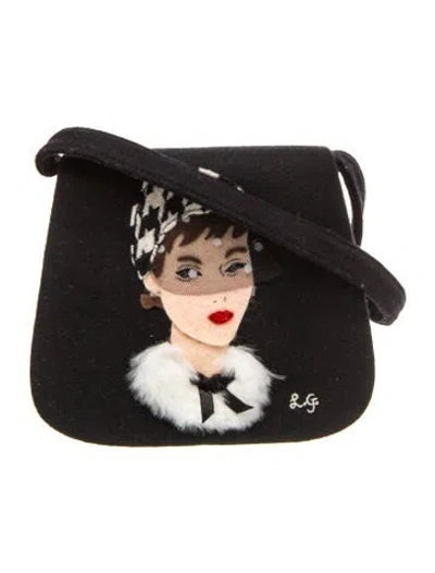 Pre-owned Lulu Guinness Crossbody Bag In Black