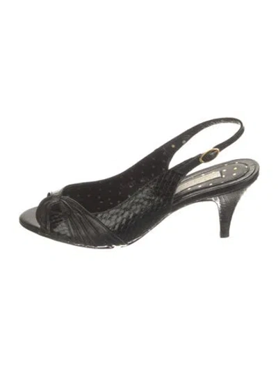 Pre-owned Lulu Guinness Leather Slingback Pumps In Black