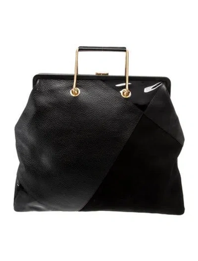 Pre-owned Lulu Guinness Leather Top Handle Bag In Black