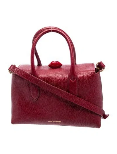 Pre-owned Lulu Guinness Leather Top Handle Bag In Burgundy