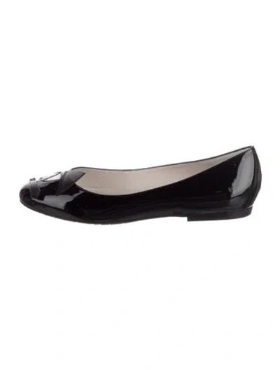 Pre-owned Lulu Guinness Patent Leather Ballet Flats In Black