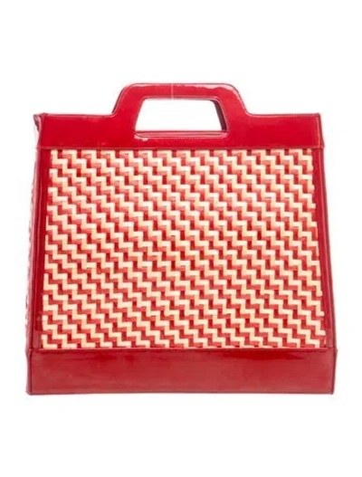 Pre-owned Lulu Guinness Patent Leather Tote In Red