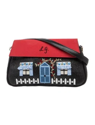 Pre-owned Lulu Guinness Raffia Crossbody Bag In Red