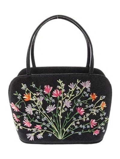 Pre-owned Lulu Guinness Raffia Shoulder Bag In Black