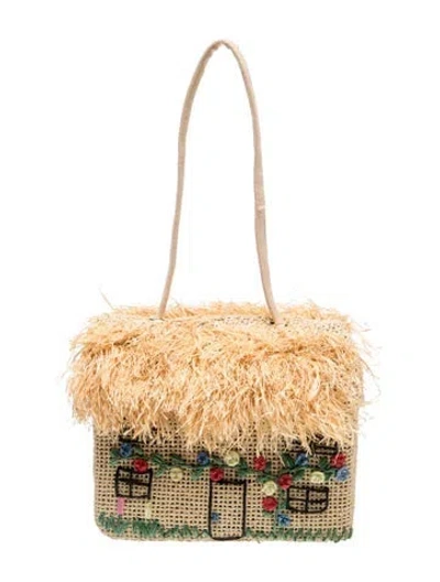 Pre-owned Lulu Guinness Raffia Top Handle Bag In Neutrals