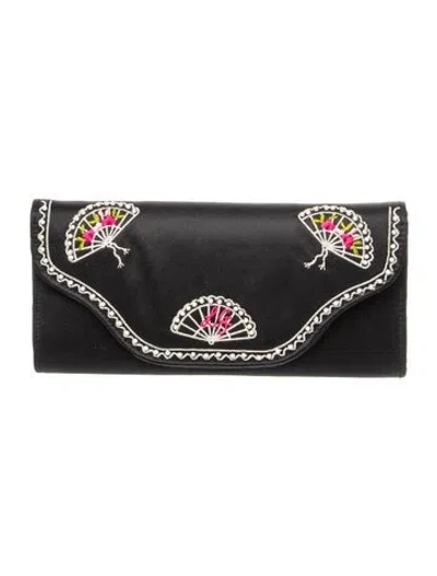 Pre-owned Lulu Guinness Satin Clutch In Black