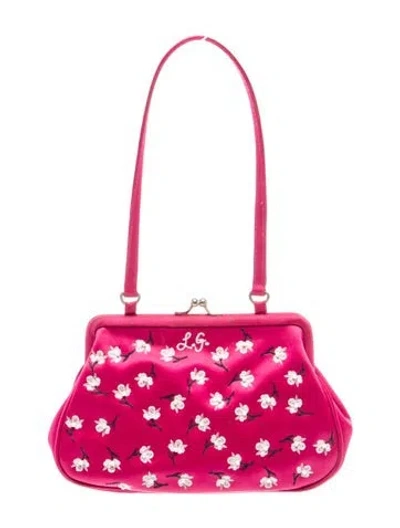 Pre-owned Lulu Guinness Satin Shoulder Bag In Red