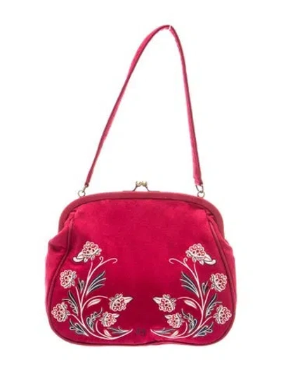 Pre-owned Lulu Guinness Satin Shoulder Bag In Red