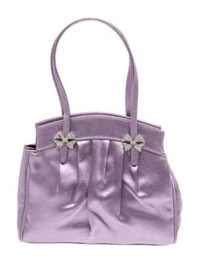 Pre-owned Lulu Guinness Satin Top Handle Bag In Purple