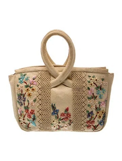 Pre-owned Lulu Guinness Straw Top Handle Bag In Neutrals