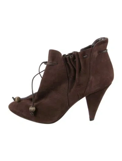 Pre-owned Lulu Guinness Suede Lace-up Boots In Brown