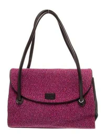 Pre-owned Lulu Guinness Tweed Shoulder Bag In Purple