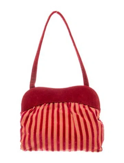 Pre-owned Lulu Guinness Velvet Shoulder Bag In Red