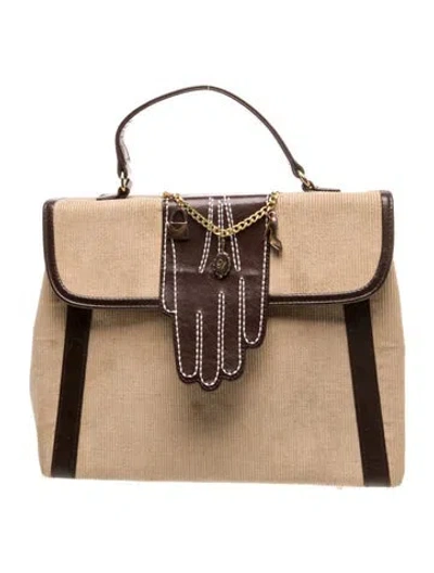 Pre-owned Lulu Guinness Velvet Top Handle Bag In Neutrals