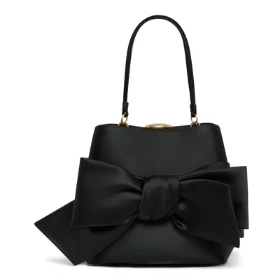 Lulu Guinness Women's Black Satin Bow Ruby Handbag