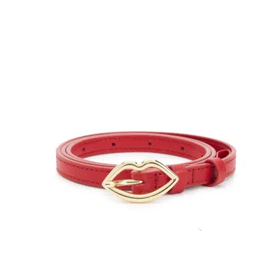 Lulu Guinness Women's Lulu Red Lip Buckle Belt