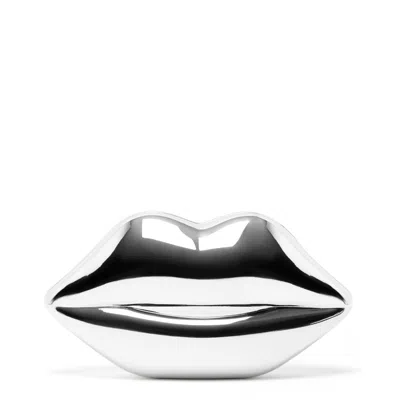 Lulu Guinness Women's Silver Lips Medium Clutch Bag