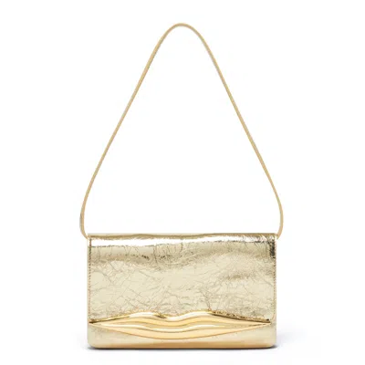 Lulu Guinness Women's Surrealist Lips Clasp Clutch In Gold Patent
