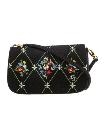 Pre-owned Lulu Guinness Wool Crossbody Bag In Black