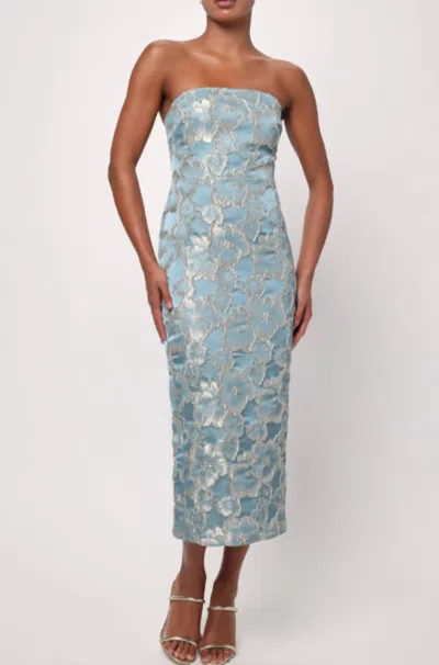Lulu Isla Strapless Dress In Blue/silver