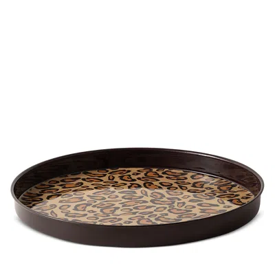 Lulu Powers Cheetah Round Tray In Black