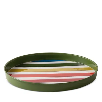 Lulu Powers Cheetah Round Tray In Green