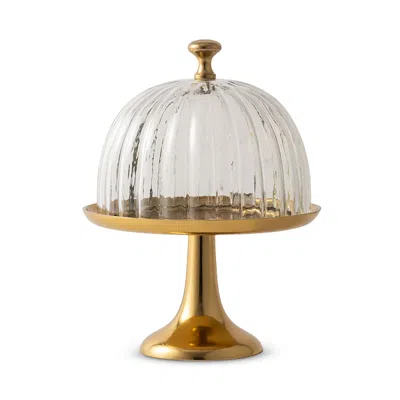 Lulu Powers Fluted Coupe Cake Stand In Gold