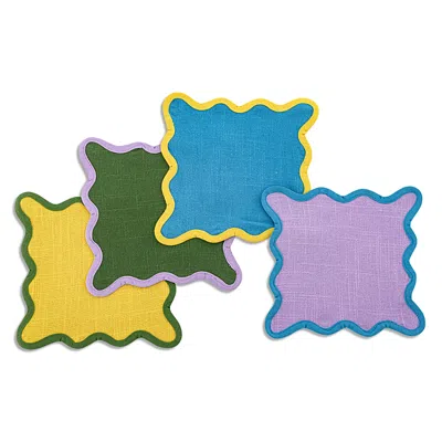 Lulu Powers Scallop Cocktail Napkins: Set Of 4 In Multi
