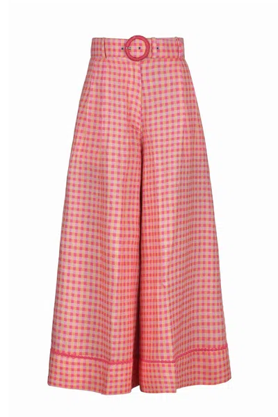 Lulu Zagame Women's Belted Culotte In Pink Picnic