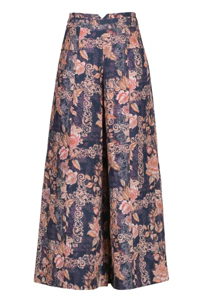 Lulu Zagame Women's Blue Wide Leg Bolero Pant In Navy Patchwork