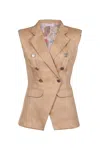 Lulu Zagame Women's Brown Sleeveless Blazer In Bronze In Brown