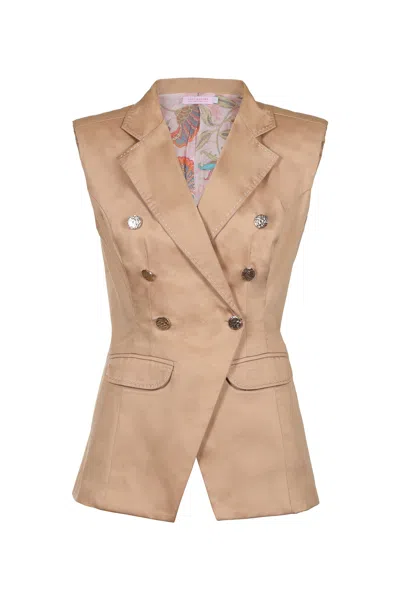 Lulu Zagame Women's Brown Sleeveless Blazer In Bronze
