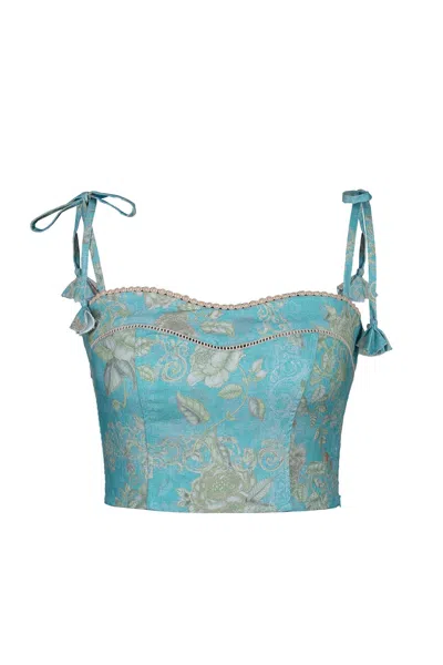 Lulu Zagame Women's Green Sweetheart Bustier In Emerald Baroque