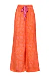 Lulu Zagame Women's Orange Elasticated High Waist Pant In Blushing Paisley In Orange