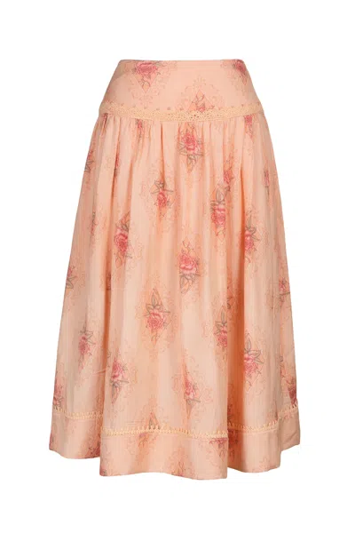 Lulu Zagame Women's Pink / Purple Banded Maxi Skirt In Coral Kiss Diamond In Pink/purple